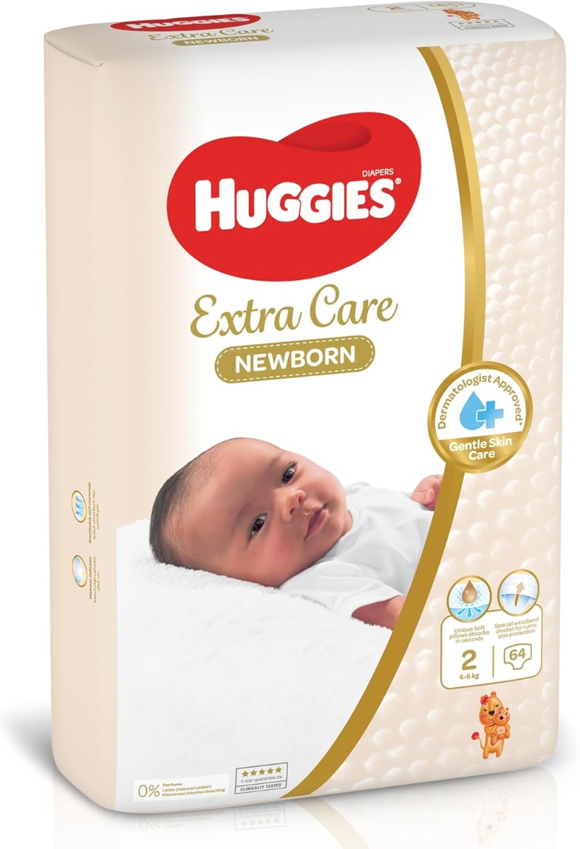 HUGGIES NEW BORN SIZE 2 - 64 PIECES