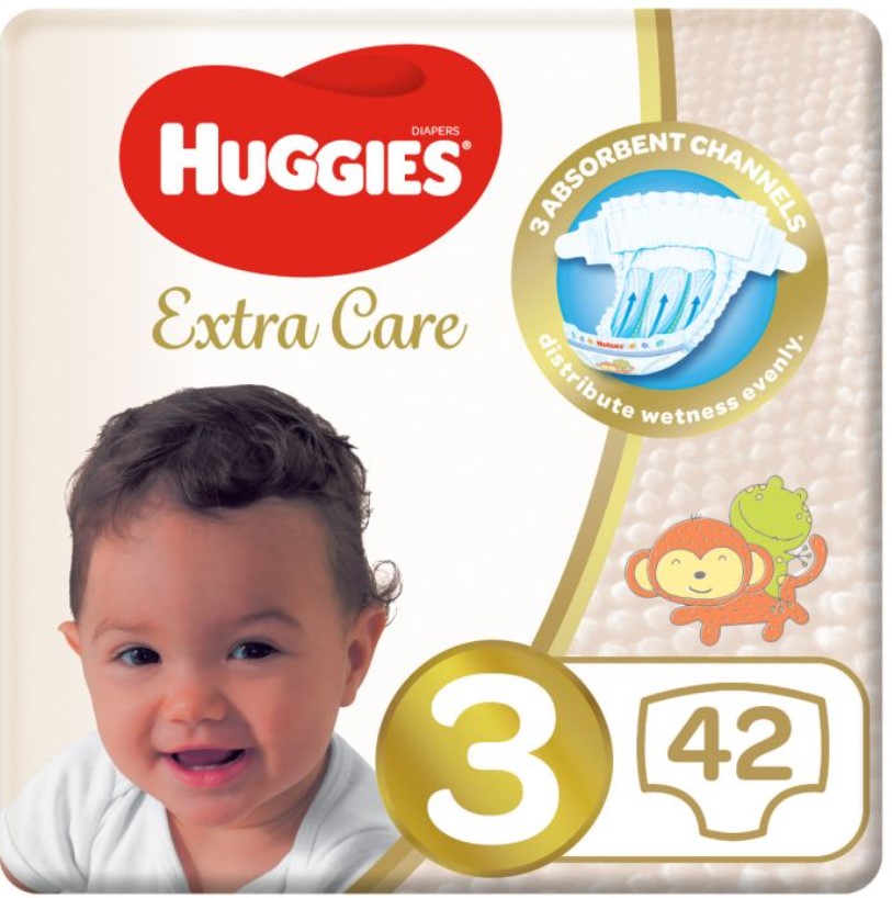 HUGGIES EXTRA CARE SIZE (3) VALUE PACK 42 DIAPERS