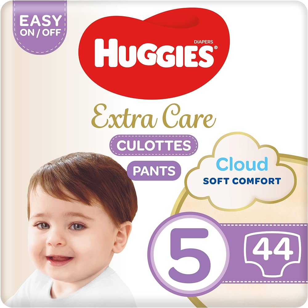 HUGGIES EXTRA CARE CULOTTE PANTS SIZE (5) 44 DIAPERS