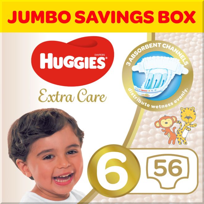 HUGGIES EXTRA CARE SIZE (6) JUMBO PACK 56 DIAPERS