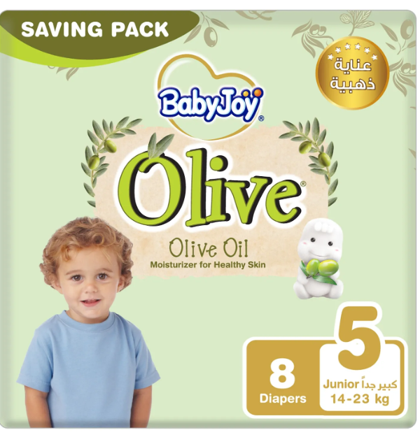 BABYJOY OLIVE Diapers, Size 5 Junior XL, Saving Pack, 14 - 25 KG, Count 8