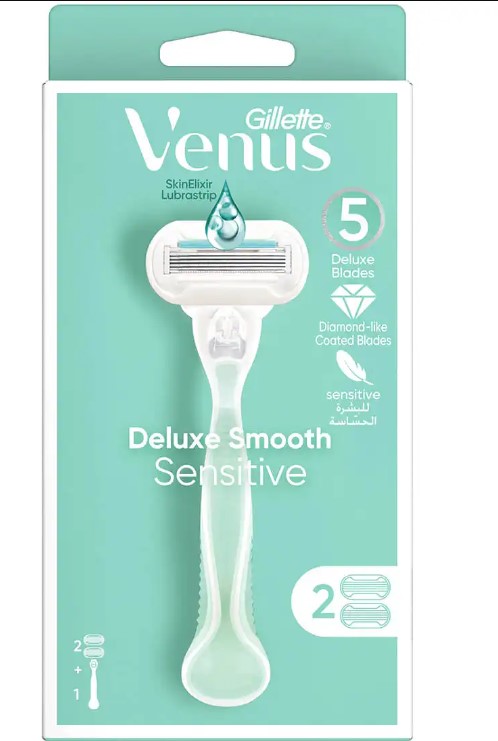 GILLETTE VENUS DELUX SMOOTH SENSITIVE 2 RAZORS