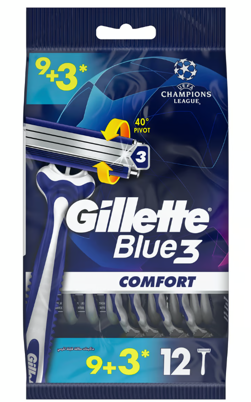 GILLETTE BLUE 3 COMFORT SPORT 9 RAZORS (OFFER + 3 FREE)