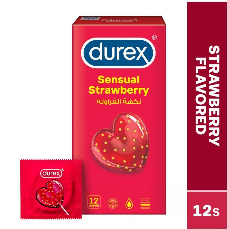 DUREX SENSUAL STRAWBERRY CONDOMS 12 PIECES