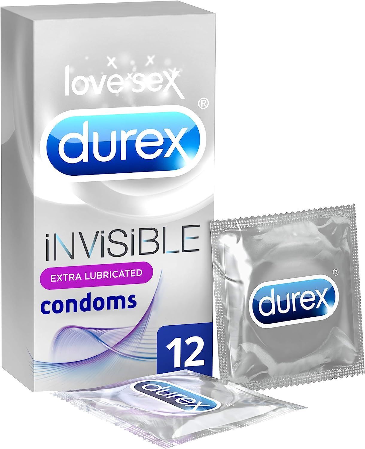 DUREX INVISIBLE EXTRA LUBRICANT CONDOMS 12 PIECES