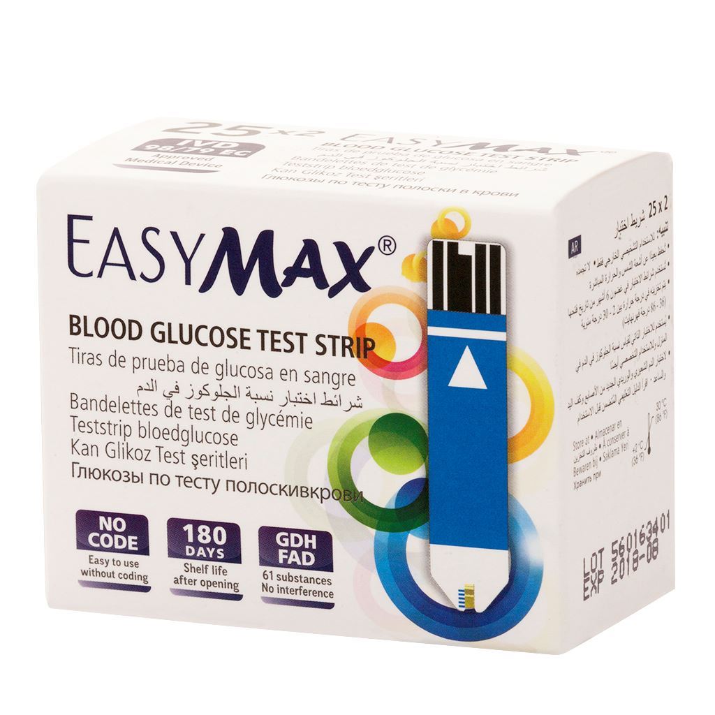 EASY MAX BLOOD GLUCOSE MONITERING STRIPS BLUE 50 PCS 