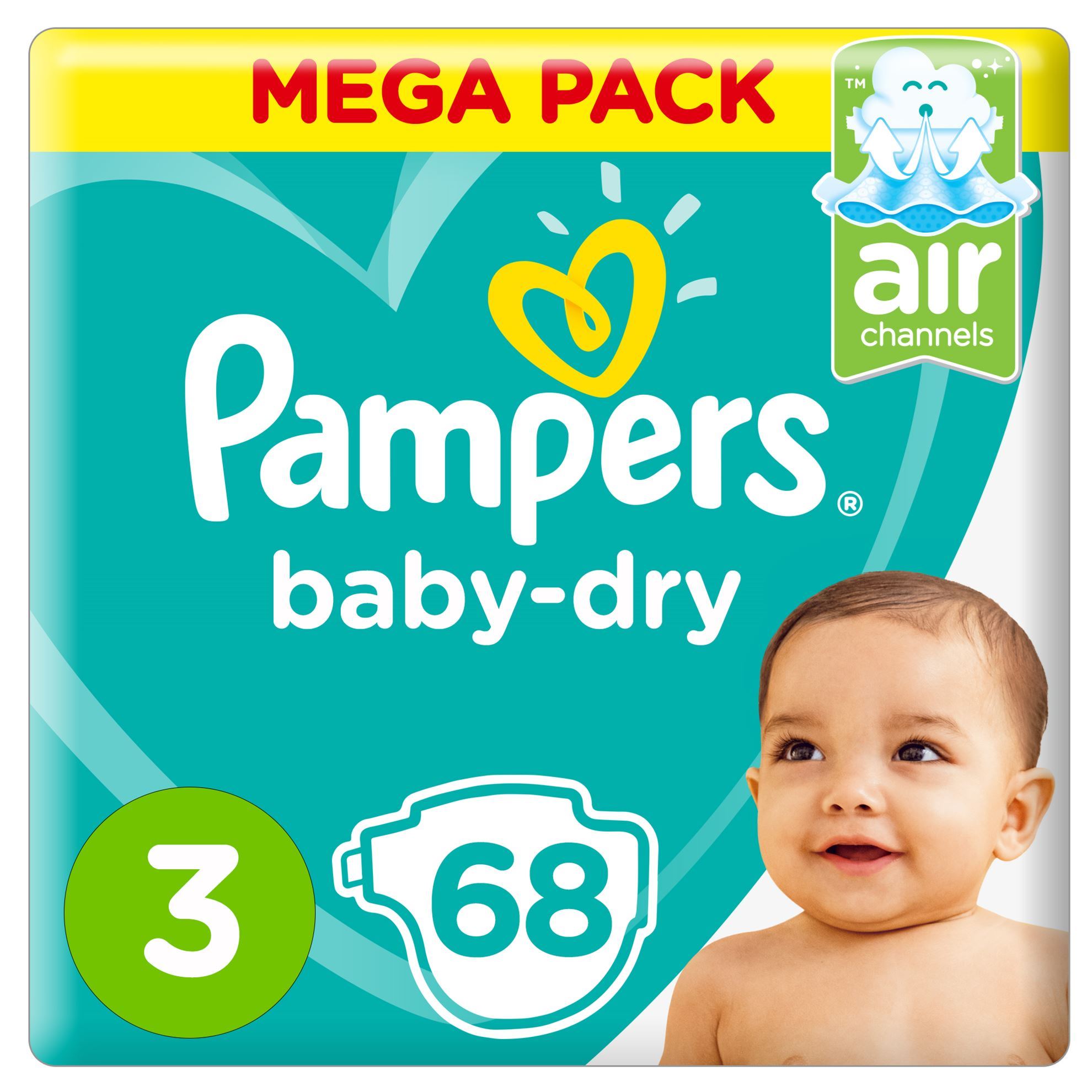 PAMPERS SIZE (3) (MEDIUM) (4-9 KG) JUMBO PACK 68 DIAPERS