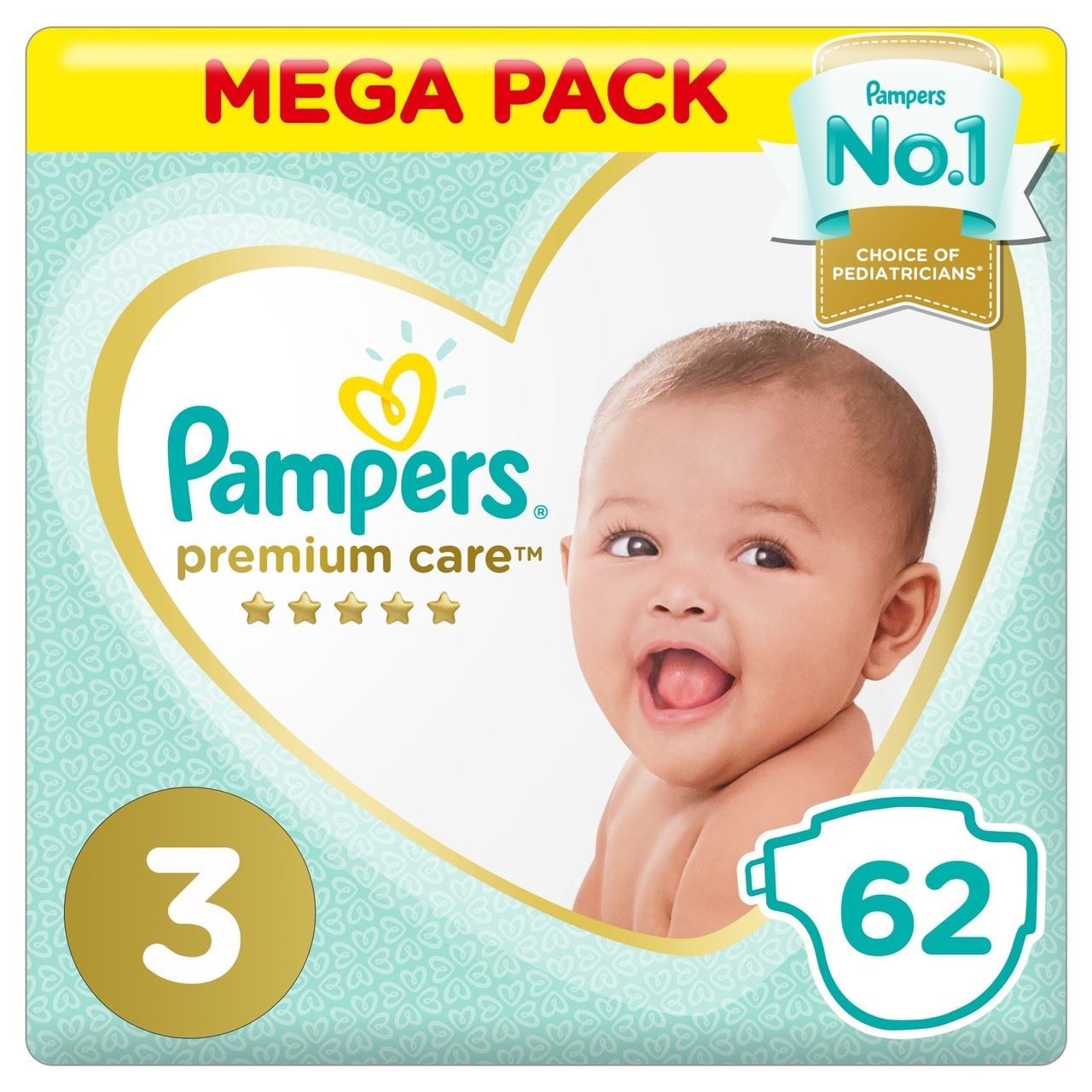 PAMPERS PREMIUM CARE SIZE (3) 62 DIAPERS