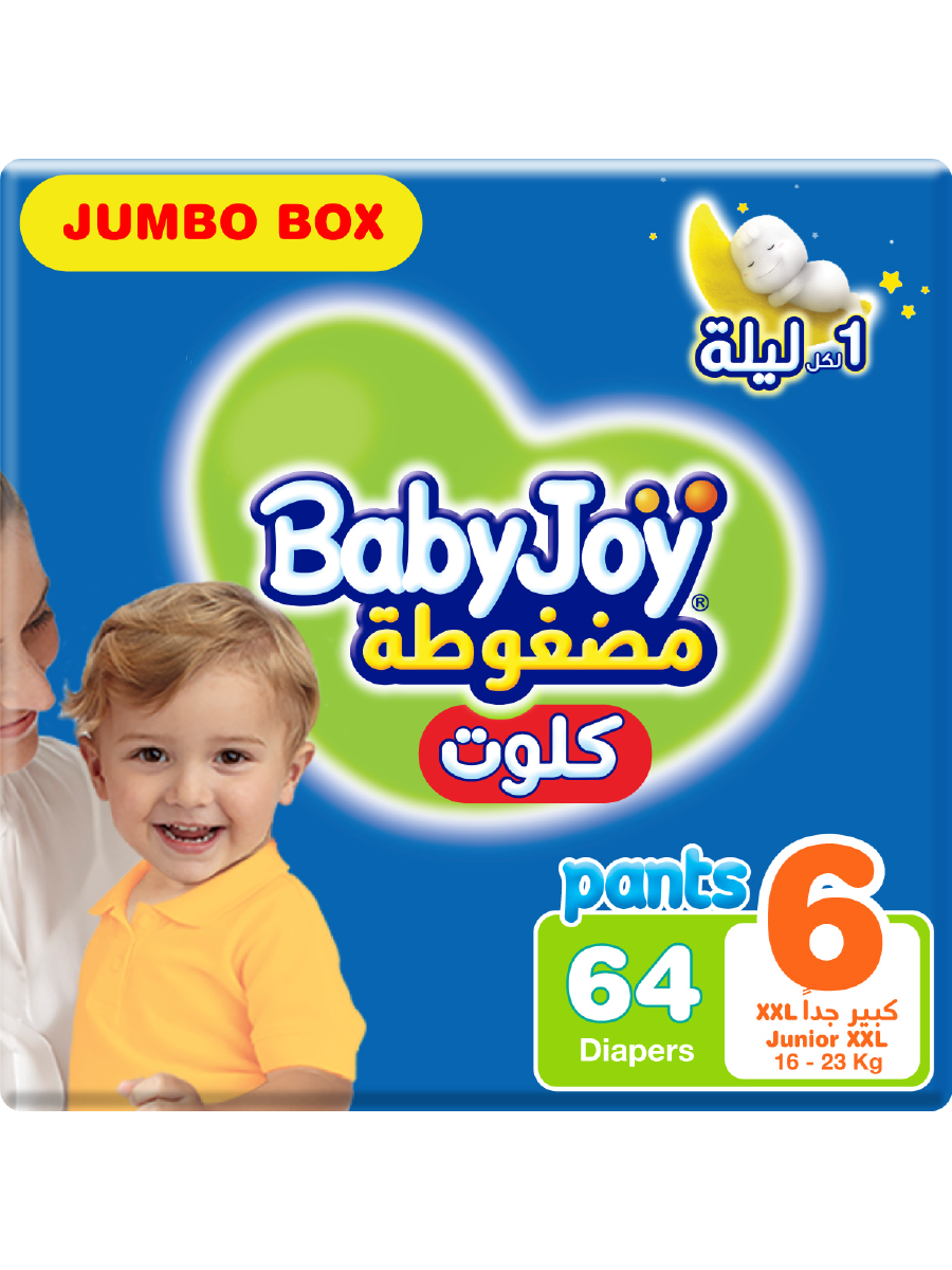 BabyJoy Culotte Pants Diaper, Size 6 Junior XXL, Jumbo Box, 16-23 KG, Count 64