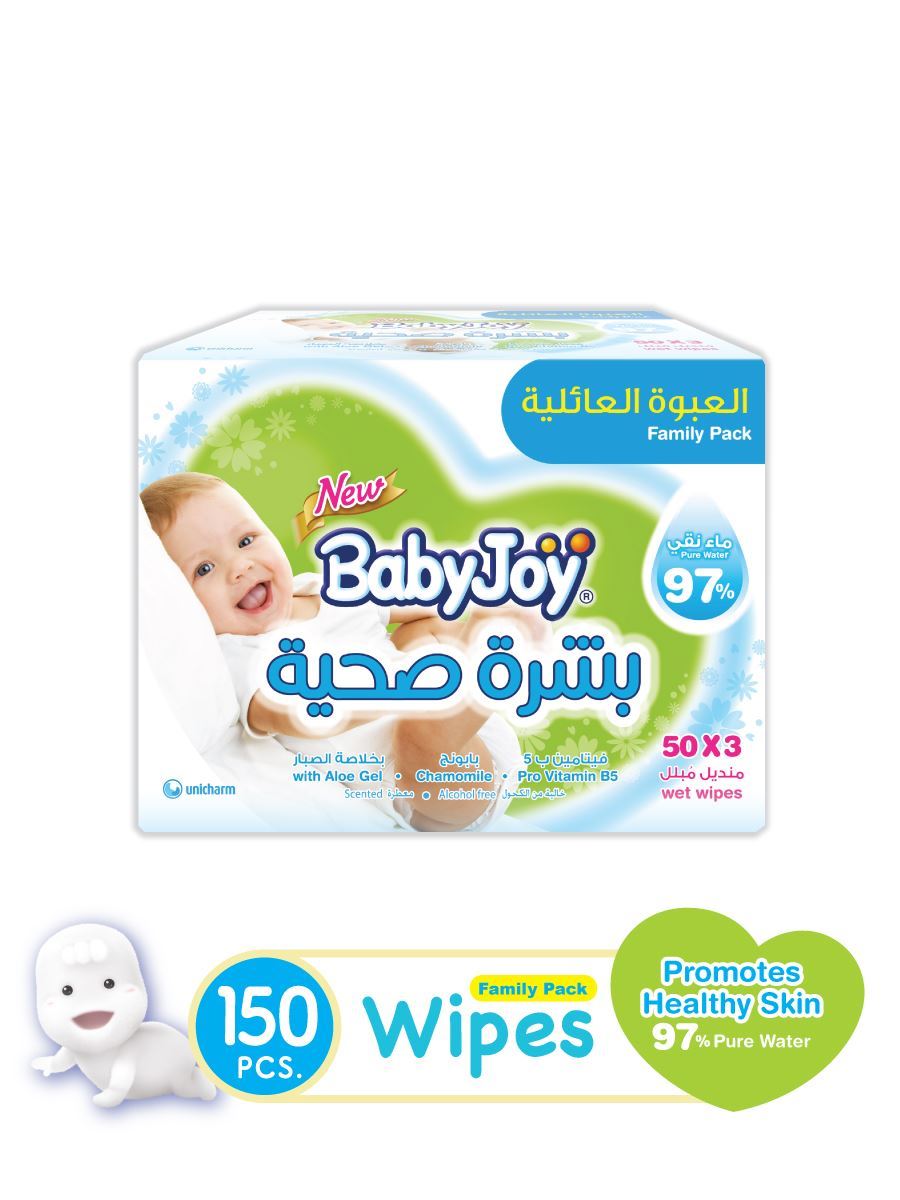 Baby Joy Wet Wipes Healthy Skin , Family Pack, 150 sheets.