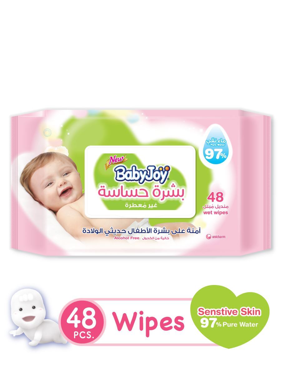 BabyJoy Sensitive Skin Wet Wipes, 48 sheets
