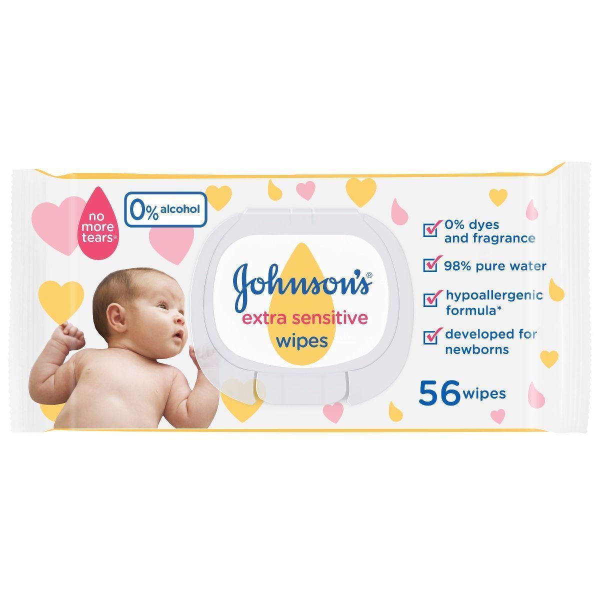 JOHNSON AND JOHNSON BABY EXTRA SENSITIVE WIPES 56 PIECES