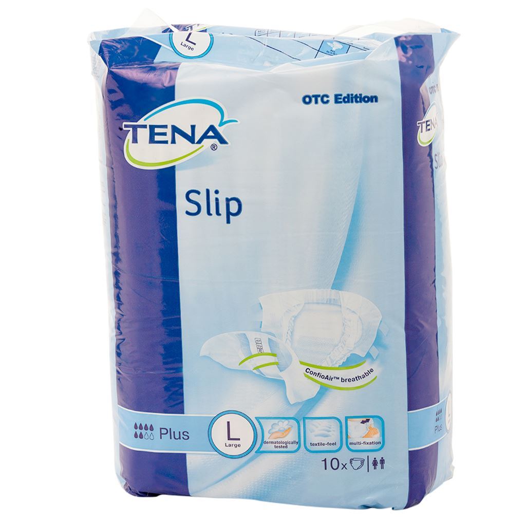 TENA SLIP PLUS SIZE LARGE 10 PCS