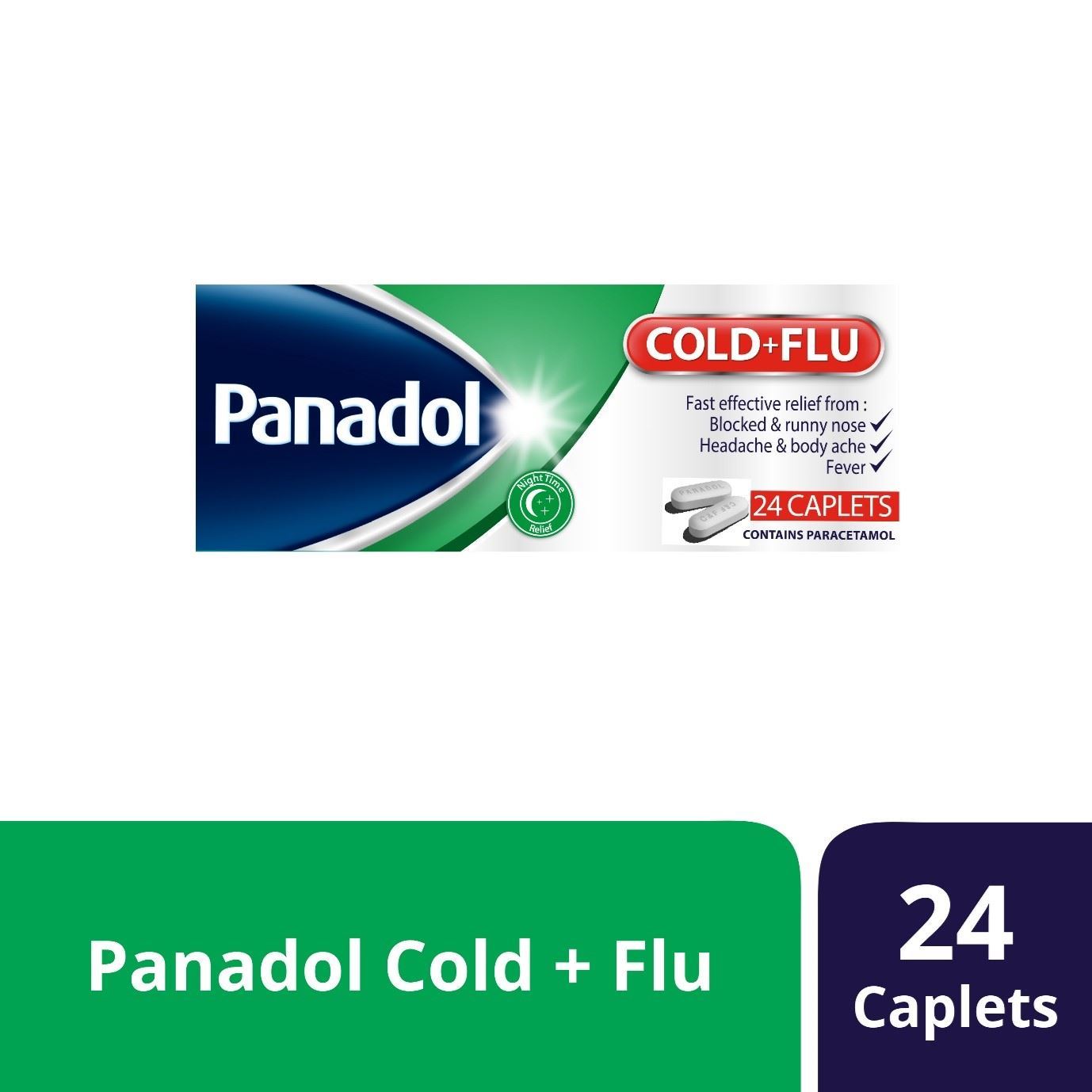 PANADOL COLD + FLU NIGHT RELIEF 24 TABLETS